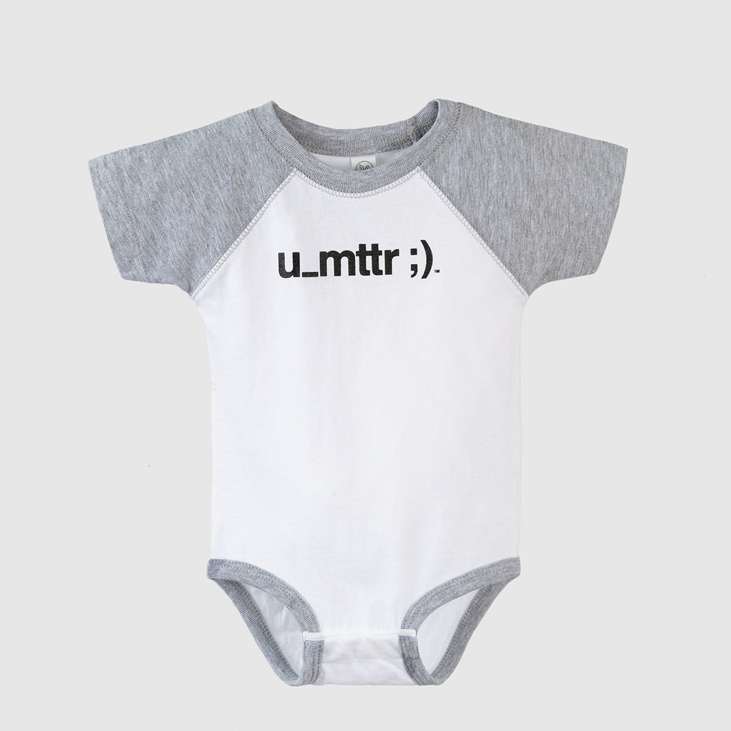 u_mttr ;) Baby Onesie - White + Grey (Unisex)