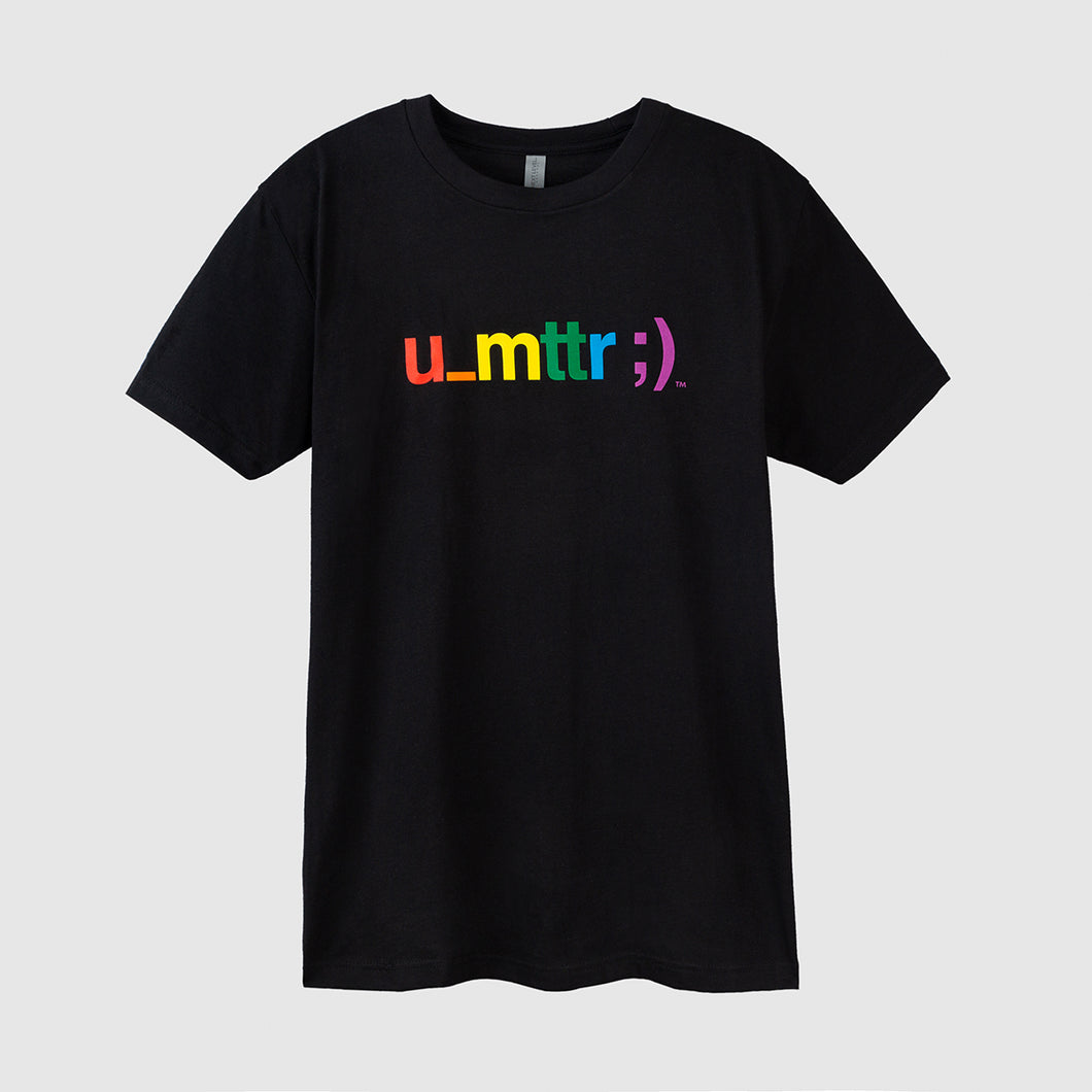 u_mttr ;) Tee - Black with Rainbow Lettering (Unisex)